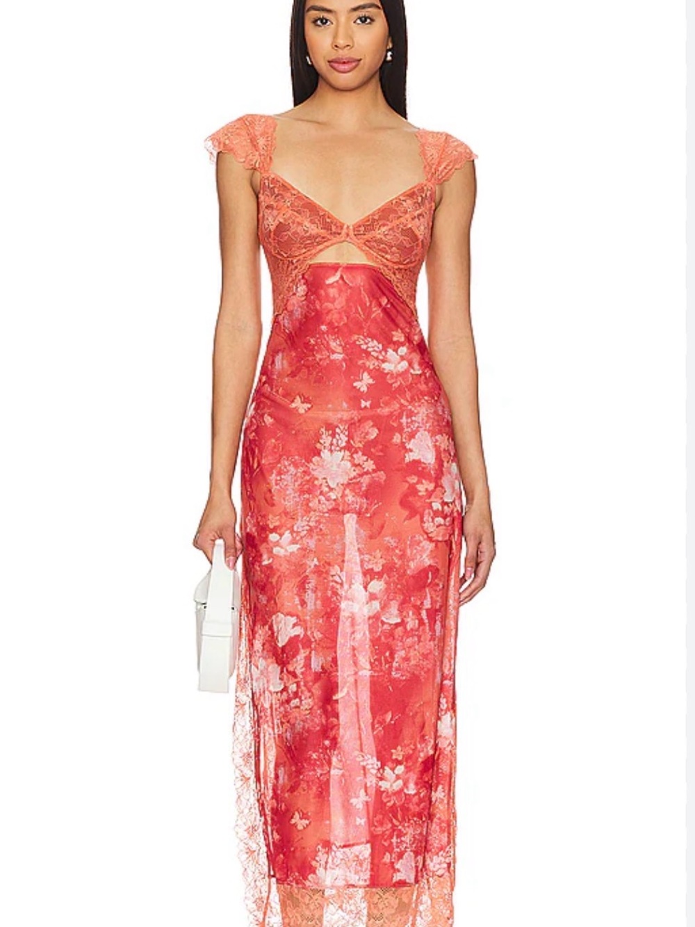 Free People Apricot Brandy Tie-Dye Lace Trim Tank - Picture 1 of 3